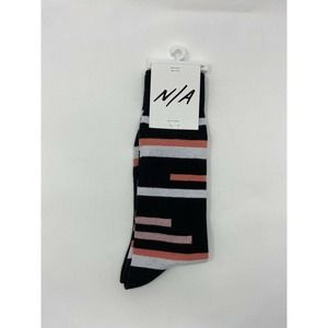 N/A Socks Mens Casual Mid Calf Striped Black Socks